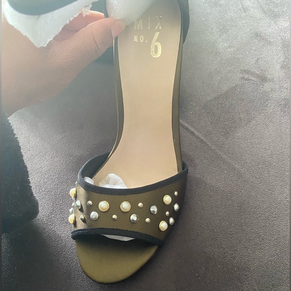 Mix No. 6 Silk Satin Jazmynne Ankle Strap Chunky Block Heel - Picture 2 of 4